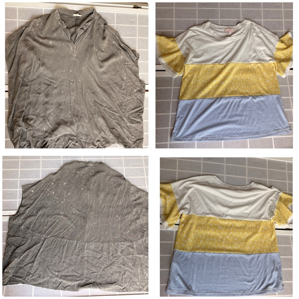 Bundle 2 Boutique Sz Medium Shirts Tops Oversized Flowy Short Sleeves Summery